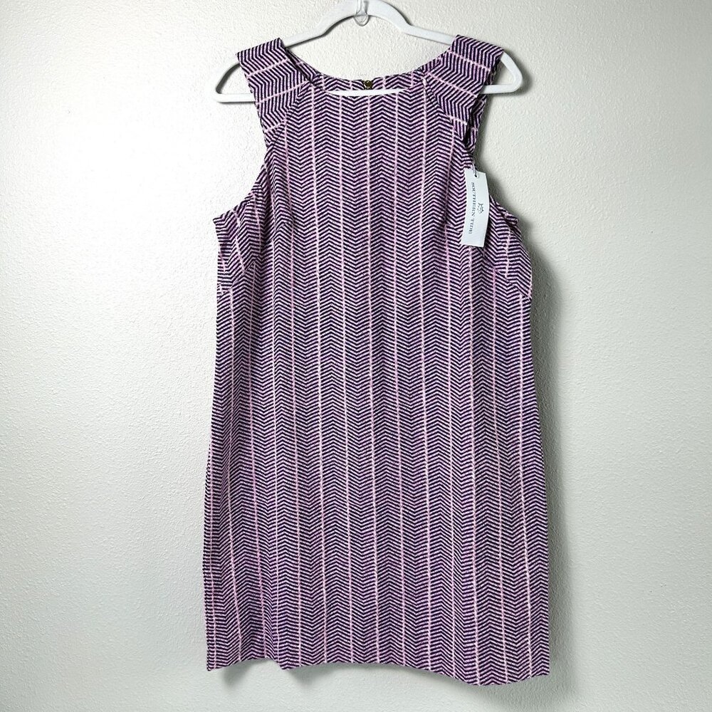 Southern Tide Audrey Dress Size 12  Pink Blue Night Chevron Shift Sleeveless NWT